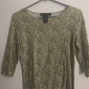 Denim&Co Green and Yellow Long Sleeve Dress